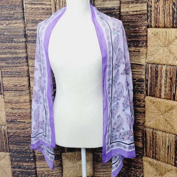 Paisley Print Multi-color Purple Scarf Wrap Shawl size 60" x 20" - Picture 2 of 5